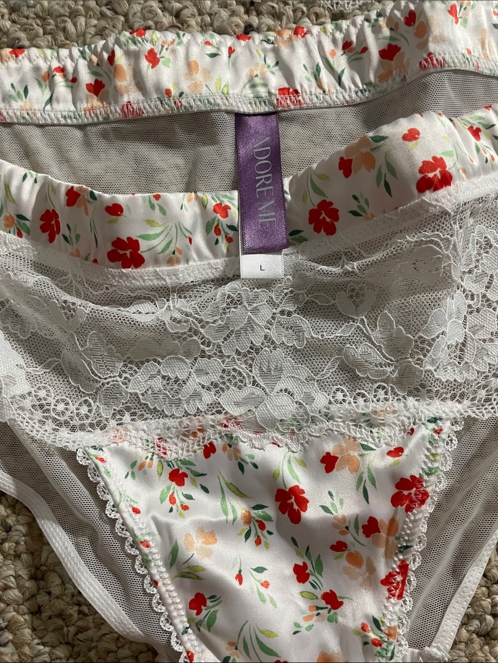 Adore Me White Floral Lace Bralette & Bikini Set - Picture 2 of 5